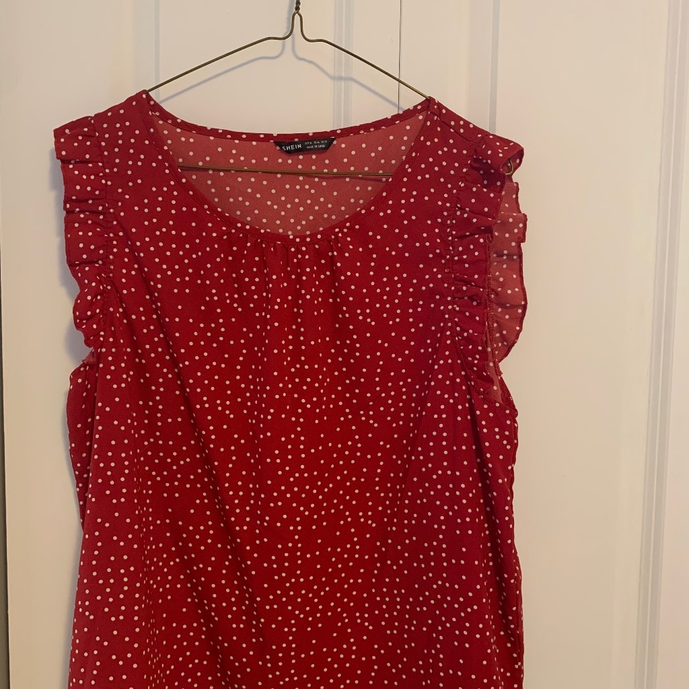 Sheen red short sleeve blouse